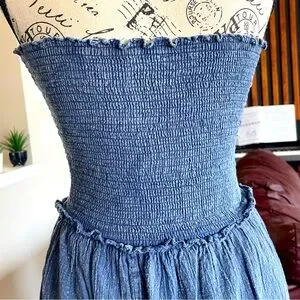 Mlle Gabrielle Denim Tube Midi-Dress Size Medium